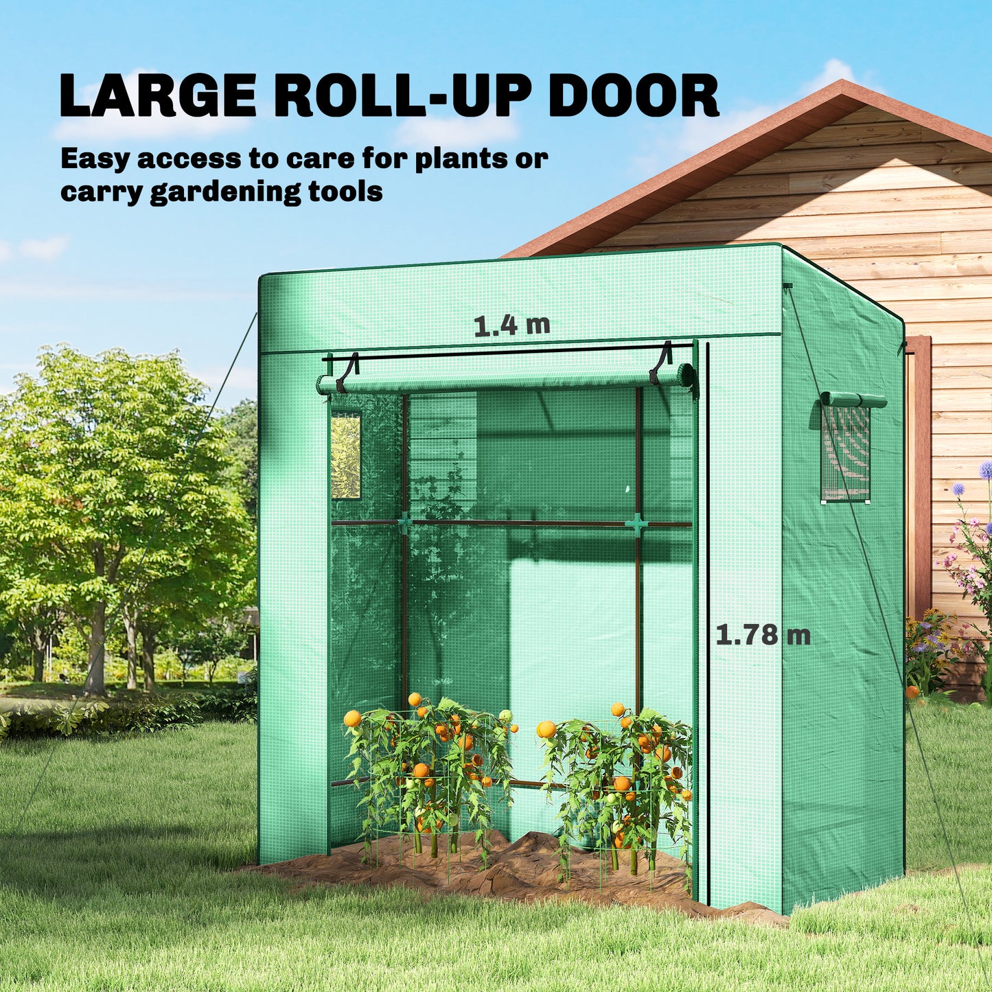 77 x 196cm Walk-In Greenhouse, with Accessories