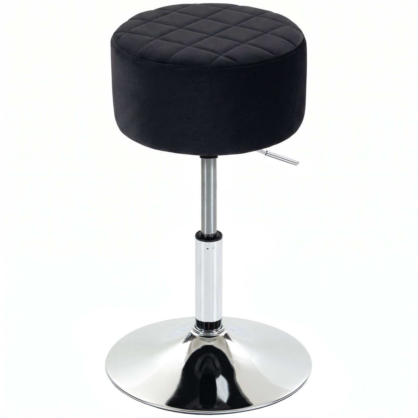 Bar Stool Adjustable Swivel Chair Velvet-Feel Seat 1 Piece, Black