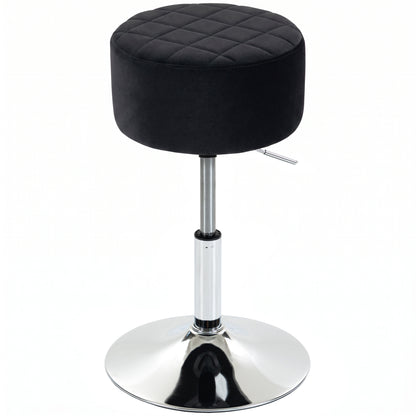 Bar Stool Adjustable Swivel Chair Velvet-Feel Seat 1 Piece, Black