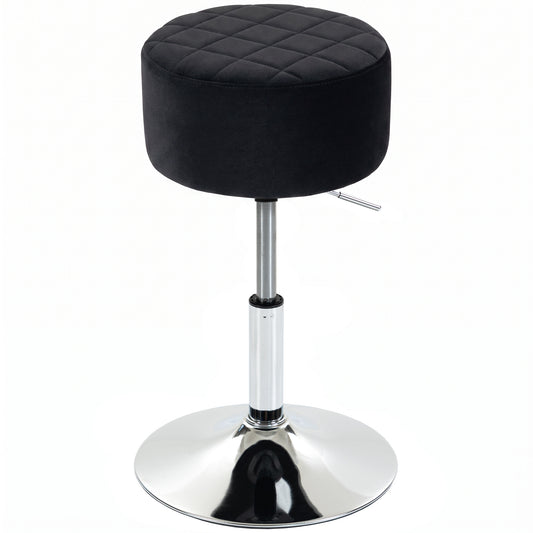 Bar Stool Adjustable Swivel Chair Velvet-Feel Seat 1 Piece, Black