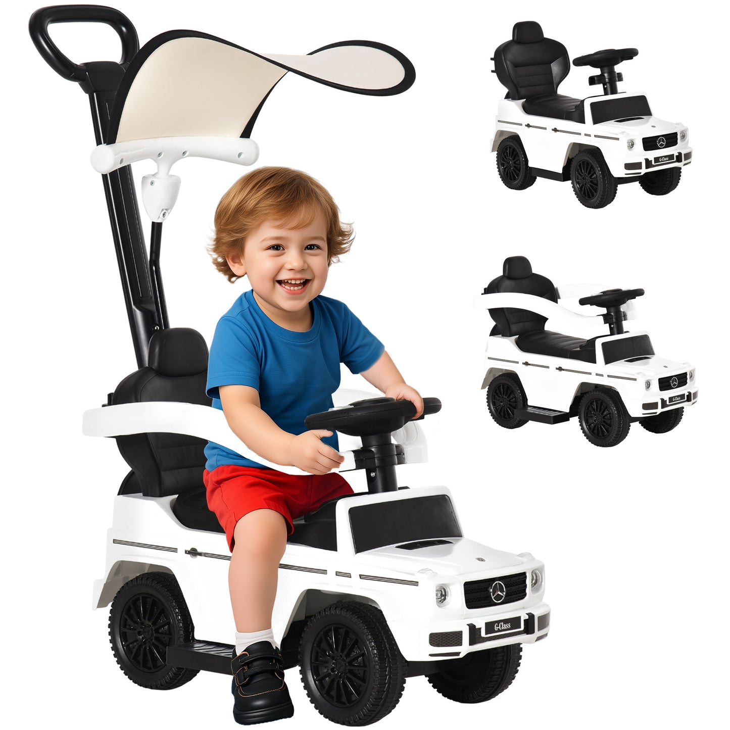 3 in 1 Kids Children Ride on Push Car Toddler Sliding Car G350 Licensed Walker Foot to Floor Slider Push-Along with Horn Stee