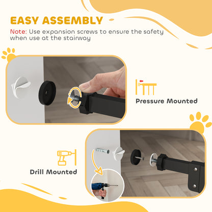 Adjustable Safety Gate w/ Two Extensions, Four Adjustable Screws, Black