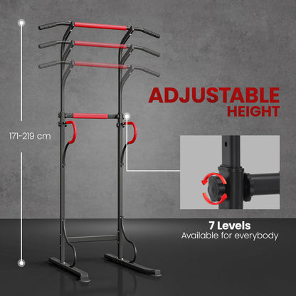 Steel Multi-Use Exercise Power Tower Pull Up Station Adjustable Height W/ Grips