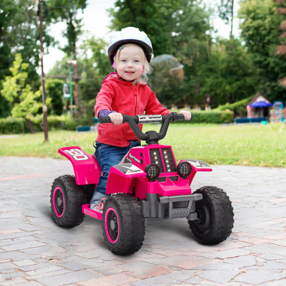 6V Electric Quad Bike for Kids, Ride On ATV w/ Forward/Reverse, Headlights, for Ages 18-36 Months, Pink
