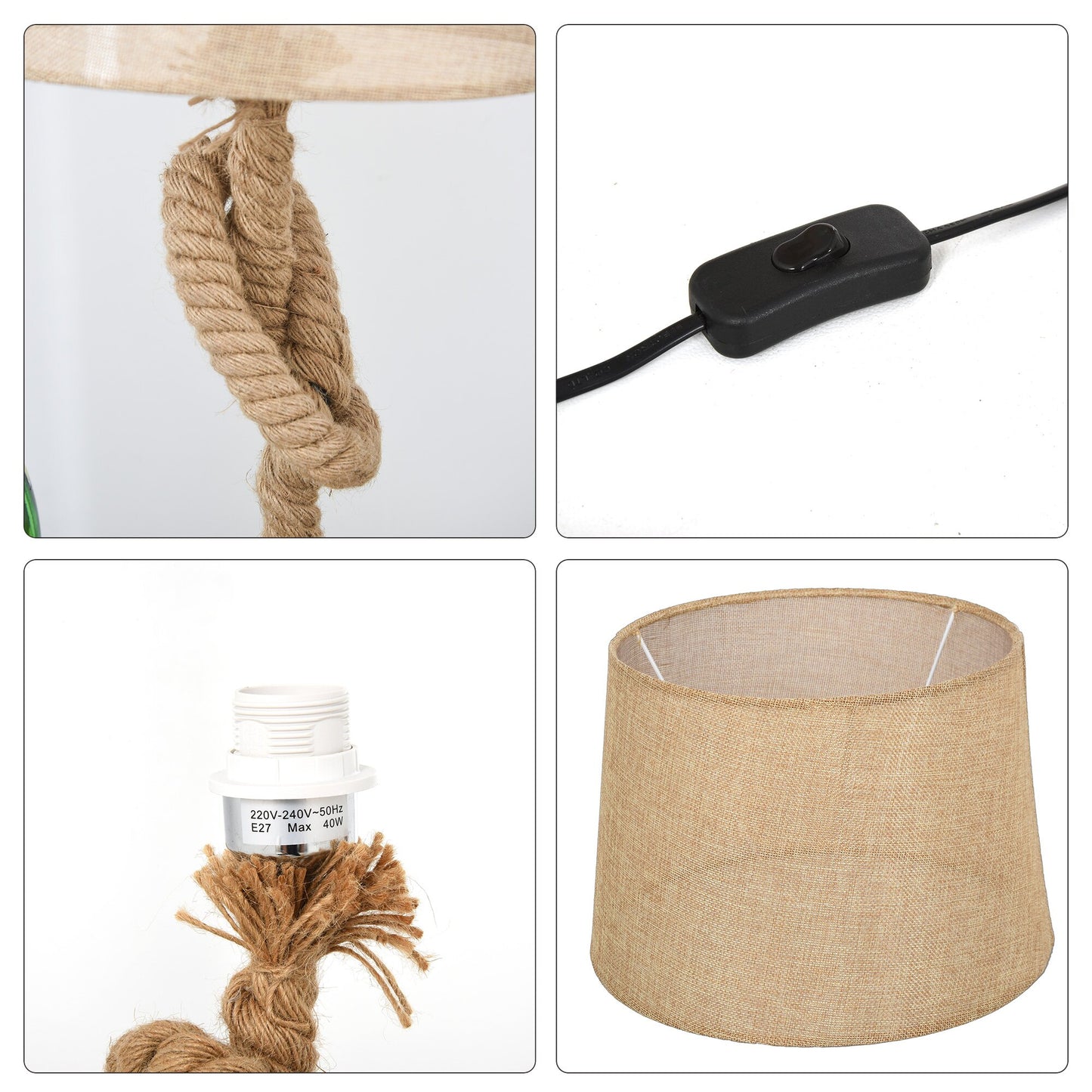 Nautical Table Lamp with Fabric Shade – Beige