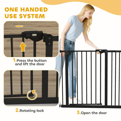 Adjustable Safety Gate w/ One Extensions, Four Adjustable Screws, Black