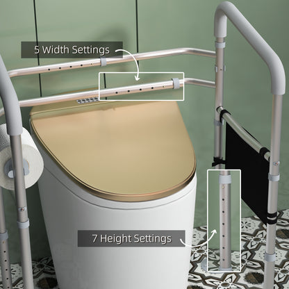 Free Standing Toilet Frame, Height and Width Adjustable Toilet Safety Frame with Arms, 2 Additional Suction Cups
