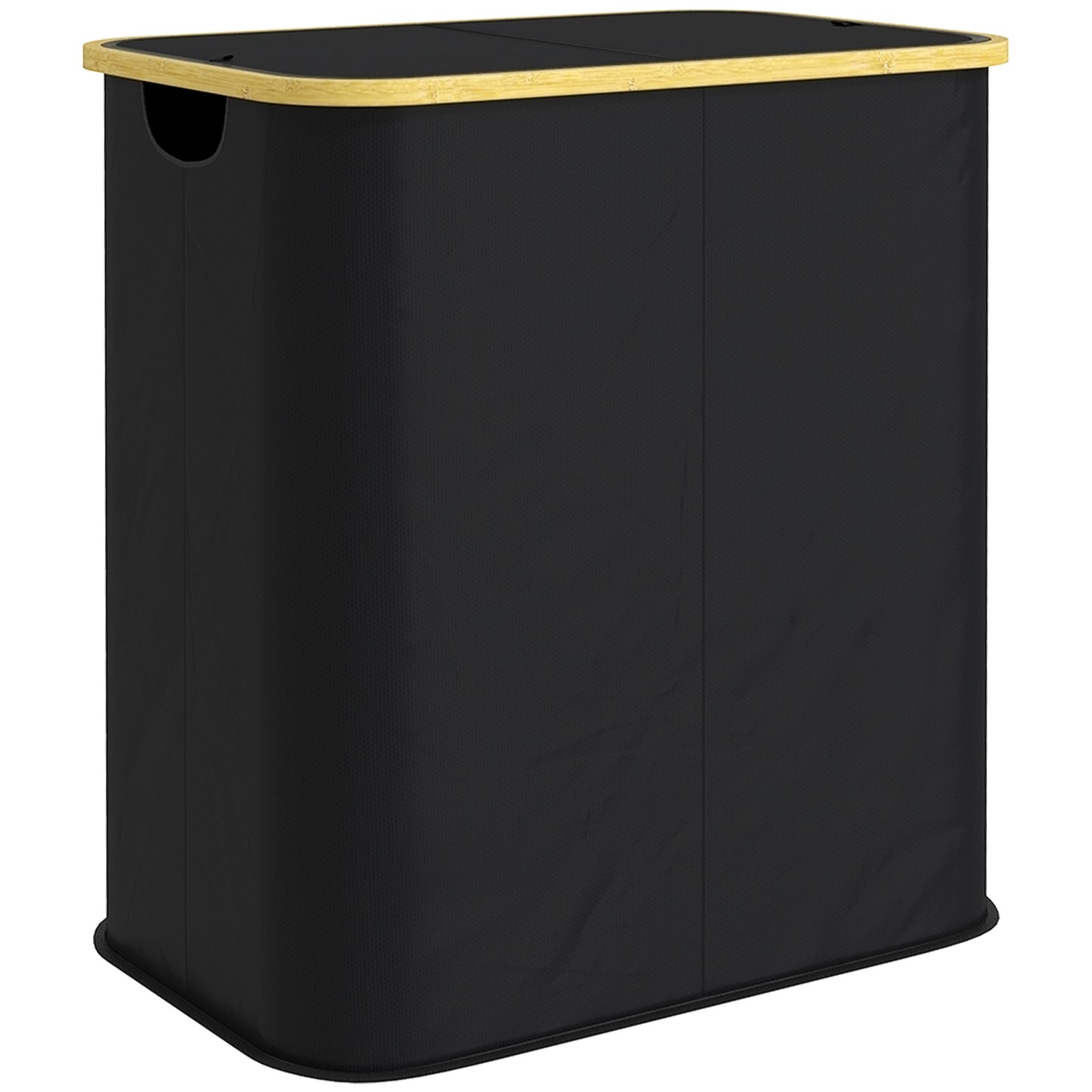 Double Laundry Basket With Lid, 80L Collapsible Laundry Hamper with Groove Handles, Washing Basket for Bathroom, Bedroom