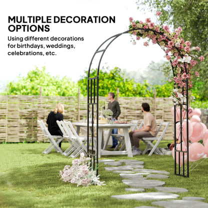 Steel Garden Arch, 2.2m High x 1.5m Wide Metal Garden Trellis for Climbing Plants Roses Wisteria Vines