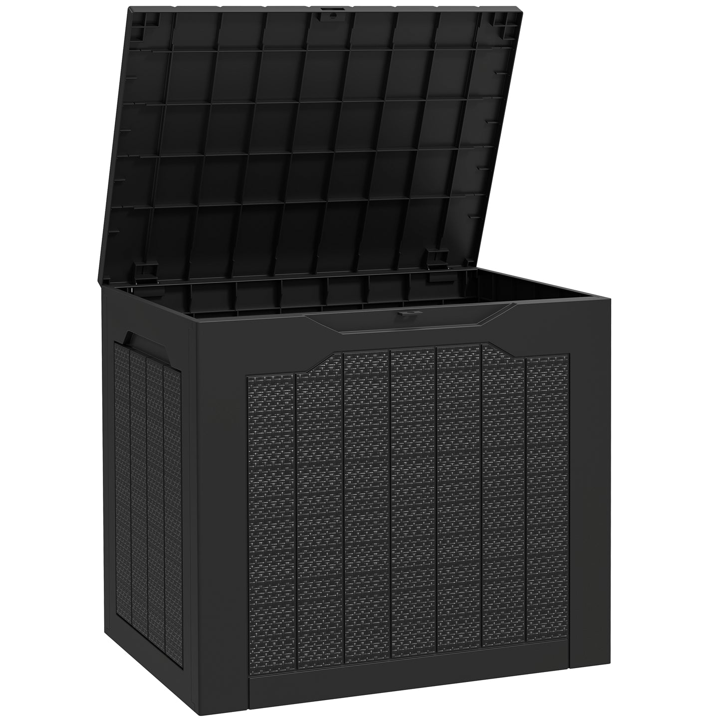 97L Plastic Garden Storage Box, Outdoor Storage Box with Handles, Waterproof Outdoor Storage Container, Black
