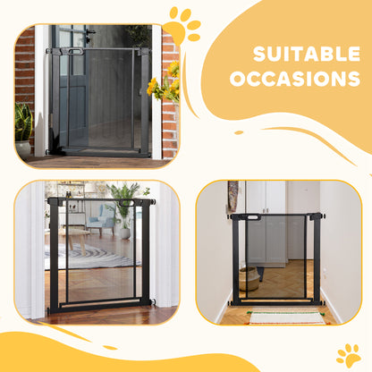 Dog Safety Gate, for Hallways, Staircases, Doors w/ Automatic Closing Door - Black