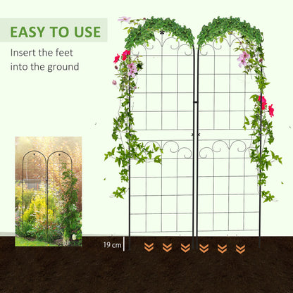 Metal Trellis Set of 2, Garden Trellis for Climbing Plants Support Frames, Floral Design