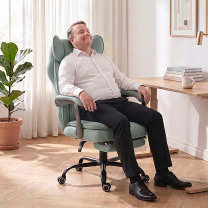 Executive Office Chair, Leathaire Big and Tall Office Chair 180 kg with Wide Seat, Reclining, Lumbar Support, Blue