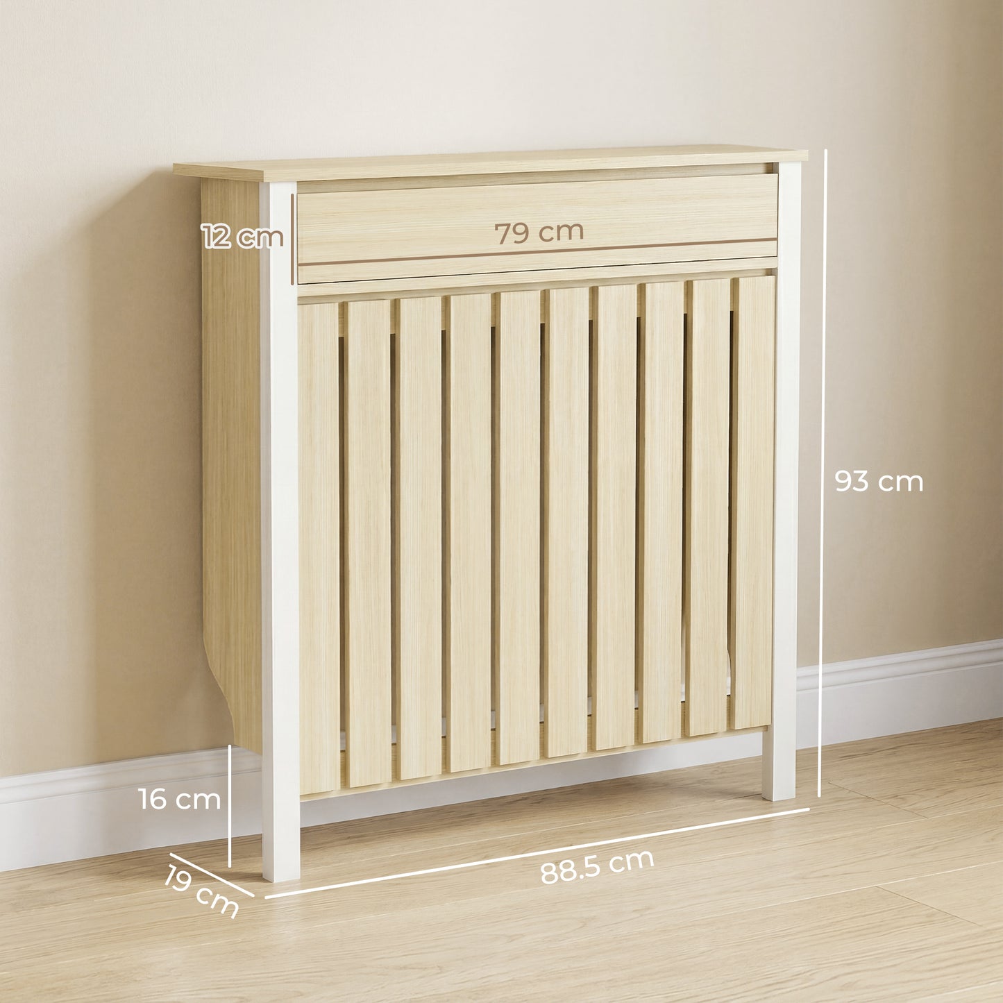 93 x 88.5cm Rustic-Look Radiator Cover - Oak