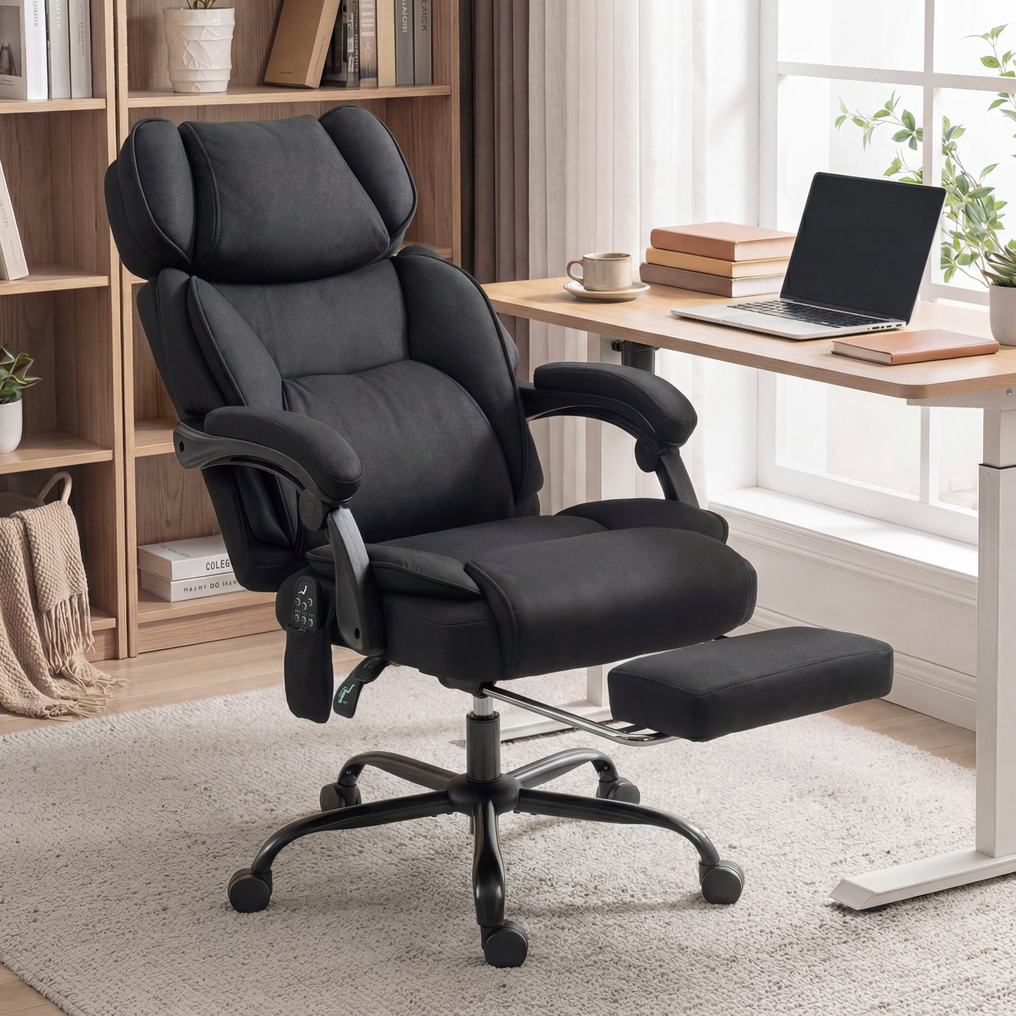 High Back Vibration Massage Office Chair Heated Reclining Computer Chair w/ Adjustable Height, Swivel Wheels, Black