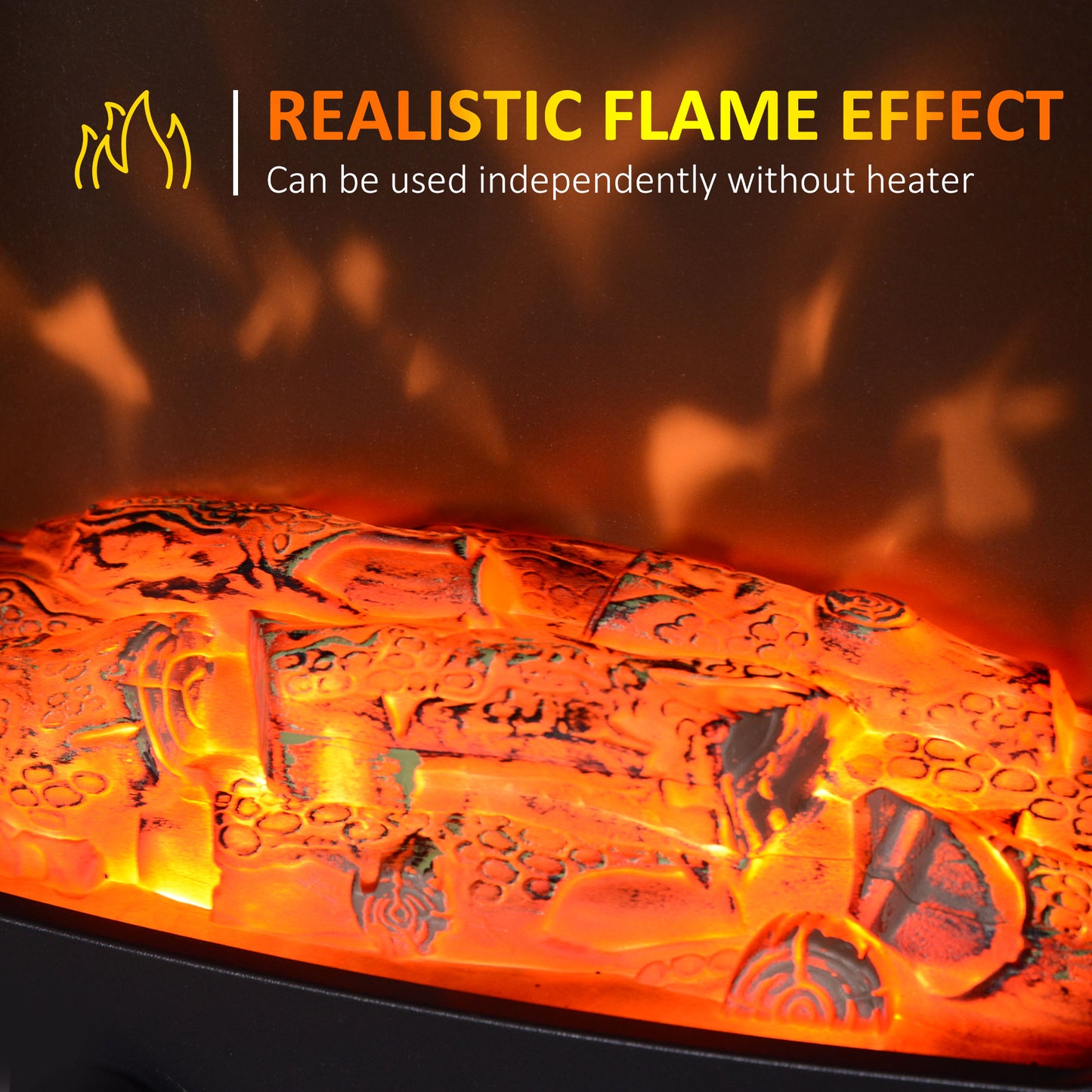Tempered Glass Casing Electric Fireplace, Freestanding Electric Fire with Realistic Flame Effect, Log Burner