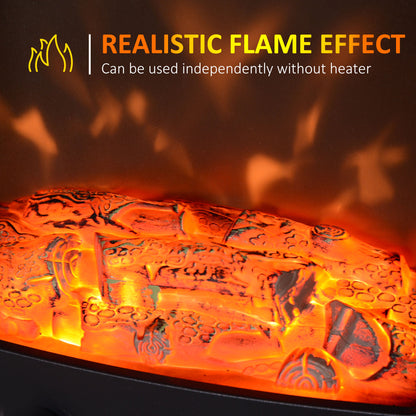 Tempered Glass Casing Electric Fireplace, Freestanding Electric Fire with Realistic Flame Effect, Log Burner