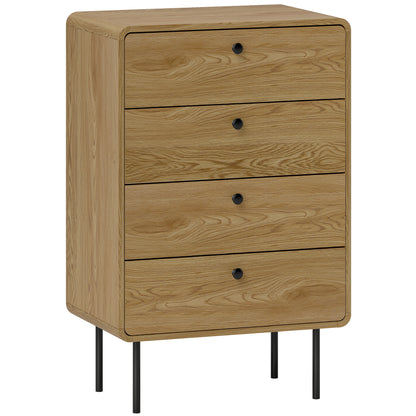 Modern Chest of Drawers with 4 Drawers - Oak