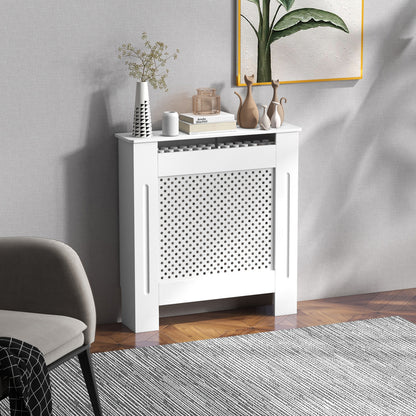 Wooden Radiator Cover Heating Cabinet Modern Home Furniture Grill Style White Painted (Small)