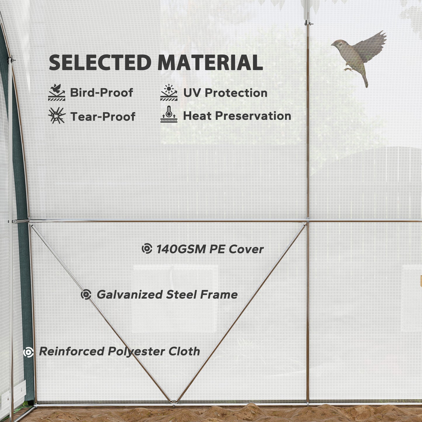4 x 3(m) Walk-In Tunnel Greenhouse, with Accessories - White