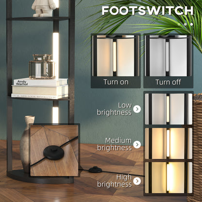 Corner Floor Lamp for Living Room Bedroom with Warm White LED Light, Modern Tall Standing Lamp, Black