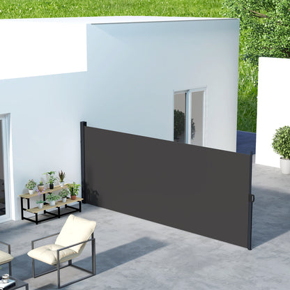 Retractable Side Awning, Outdoor Privacy Screen for Garden, Hot Tub, Balcony, Terrace, Pool, 400 x 160cm, Black