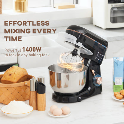 Stand Mixer, 5L Food Mixer for Baking, 6 Speeds and Pulse Setting, 1400W Cake Electric Kitchen Mixer with Dough Hook, Whisk