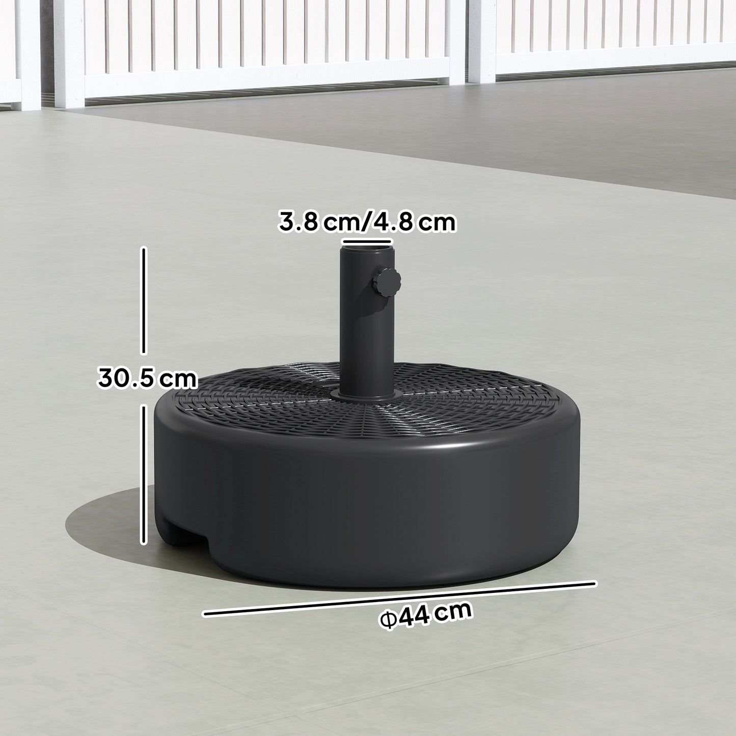 Patio Umbrella Base 22kg Sand Filled Garden Parasol Stand forfor 38mm/48mm Poles, Black