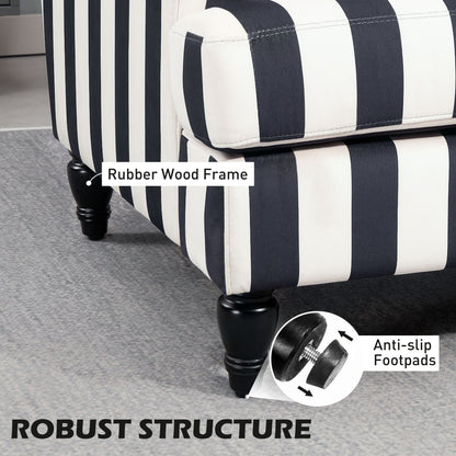 Modern Cuddle Chair, Velvet Single Sofa Armchair with Stripe, Turned Legs and Wide Seat