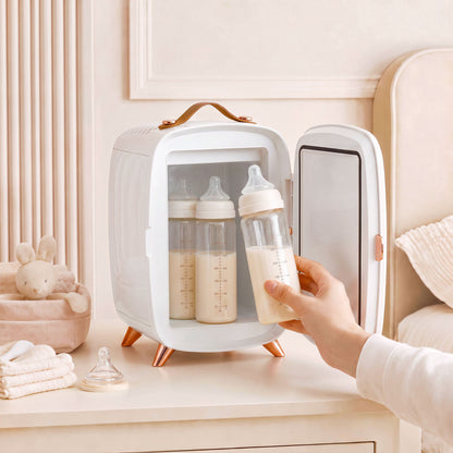 Skincare Refrigerator, 6L Mini Cosmetic Fridge with LED Mirror, Cooling Function for Bedroom, Skincare, Office, White