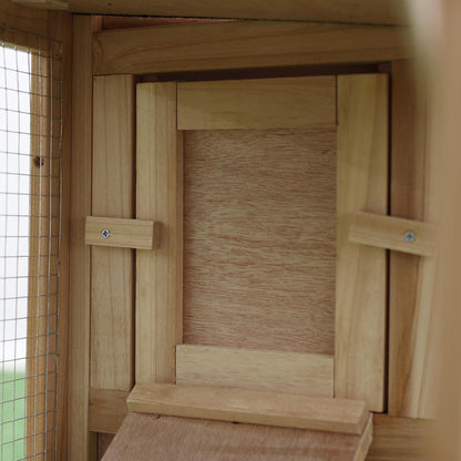 Wooden Rabbit Hutch 2-Storey with Run Outdoor Bunny Guinea Pig, Natural Wood