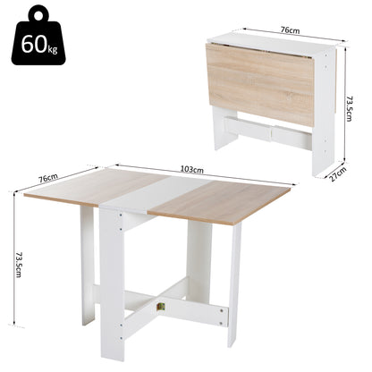 Folding Dining Table, Space-Saving Drop Leaf Kitchen Table for 4-6 People, Multi-functional Desk for Small Space