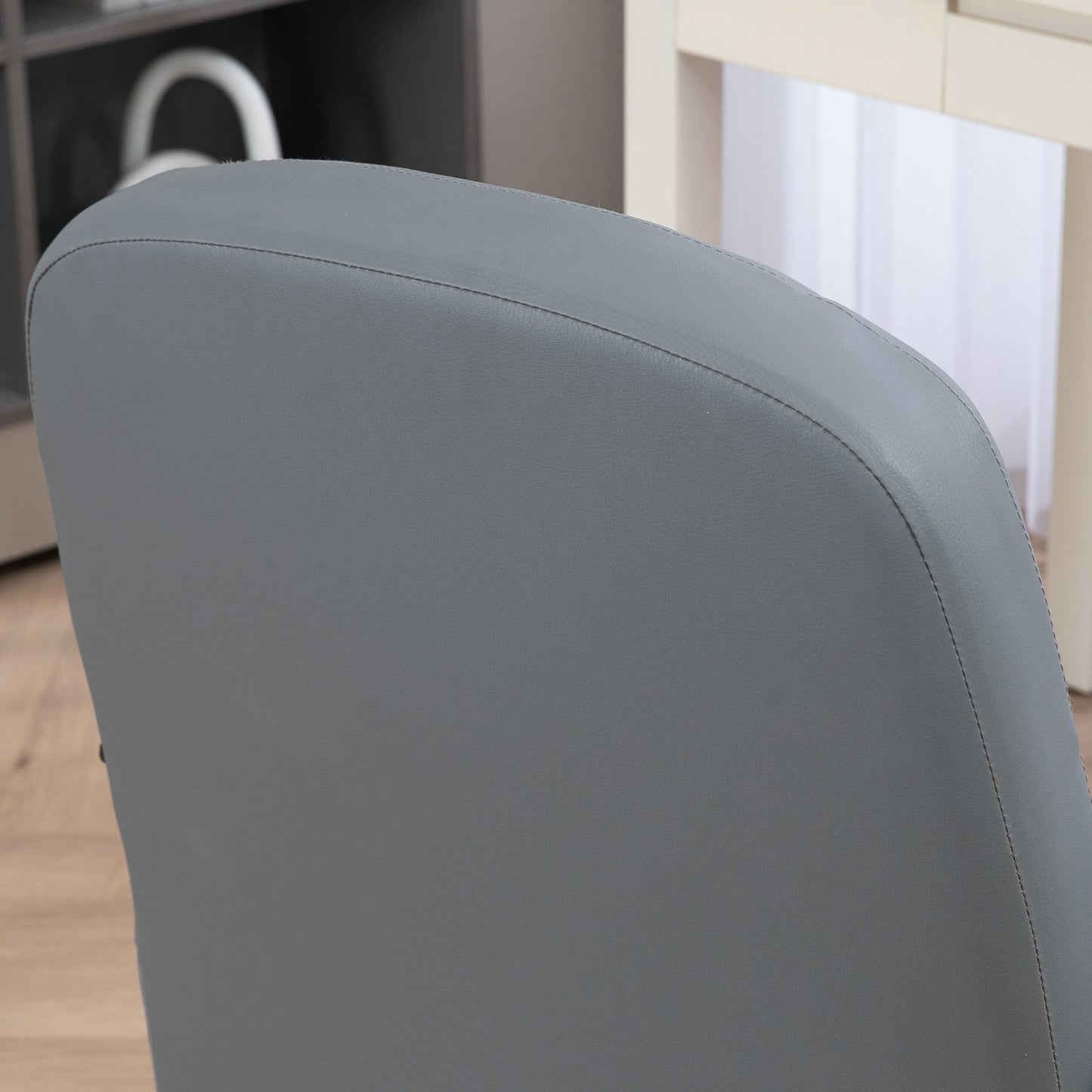 Desk Chair, PU Leather Computer Office Chair with Adjustable Height, Swivel Wheels for Home Work Study, Grey