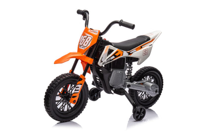 12V Kids Electric Motorbike, Kids Electric Ride on motorcycle w/ Twist Grip Throttle, Training Wheels, Orange