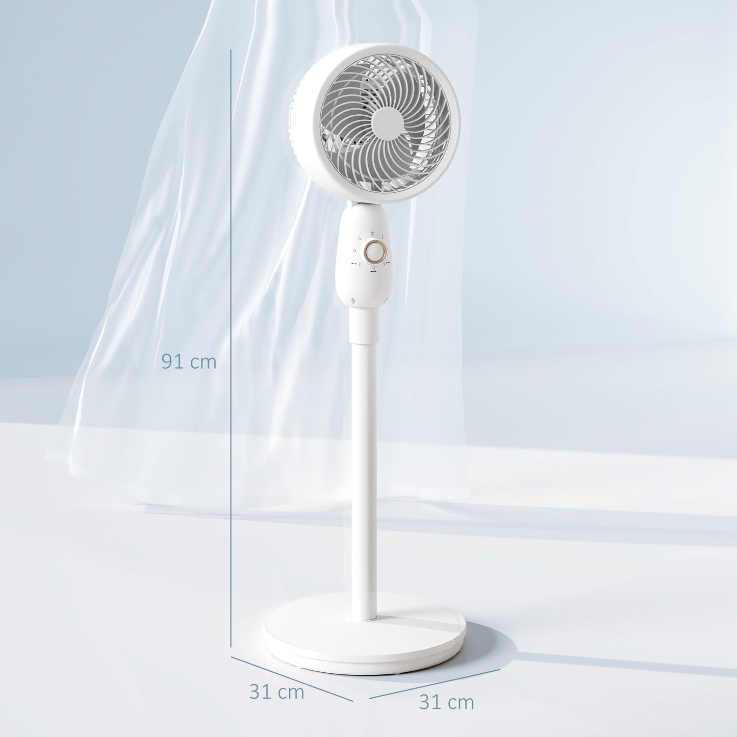 Pedestal Fan, Powerful Air Circulator, 36 Inch Floor Standing Fan with 3 Speed Settings, 70° Oscillating for Bedroom