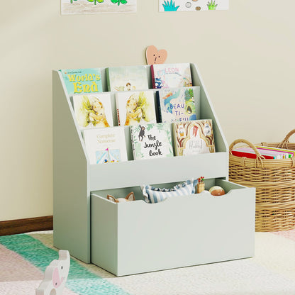 Bookcase for Kids with Shelves, Drawer, Bookcase for Bedroom, Playroom, Green