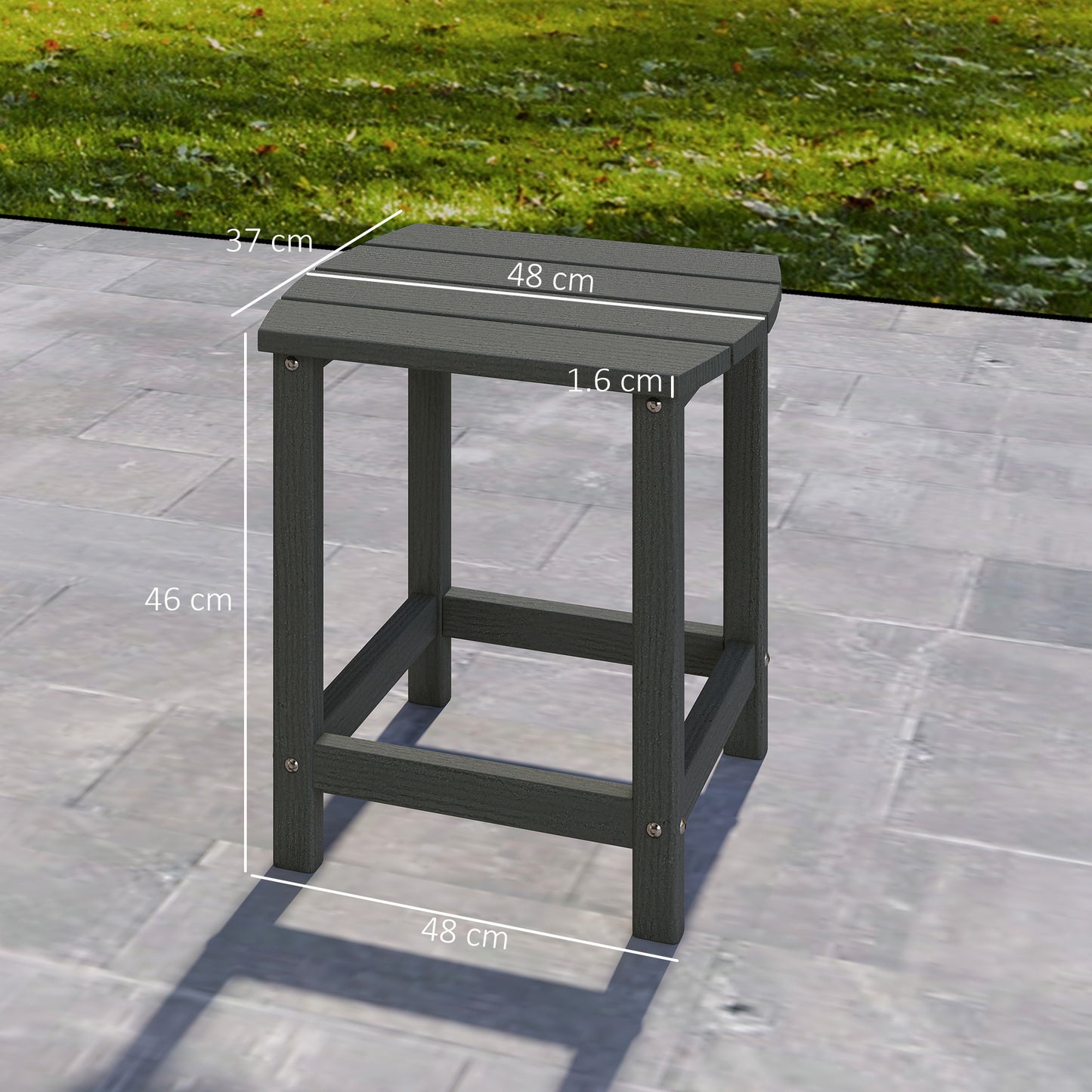 Outdoor Side Table, Garden Coffee Table, All-Weather Adirondack Side Table for Garden, Beach, Indoor Outdoor, Grey