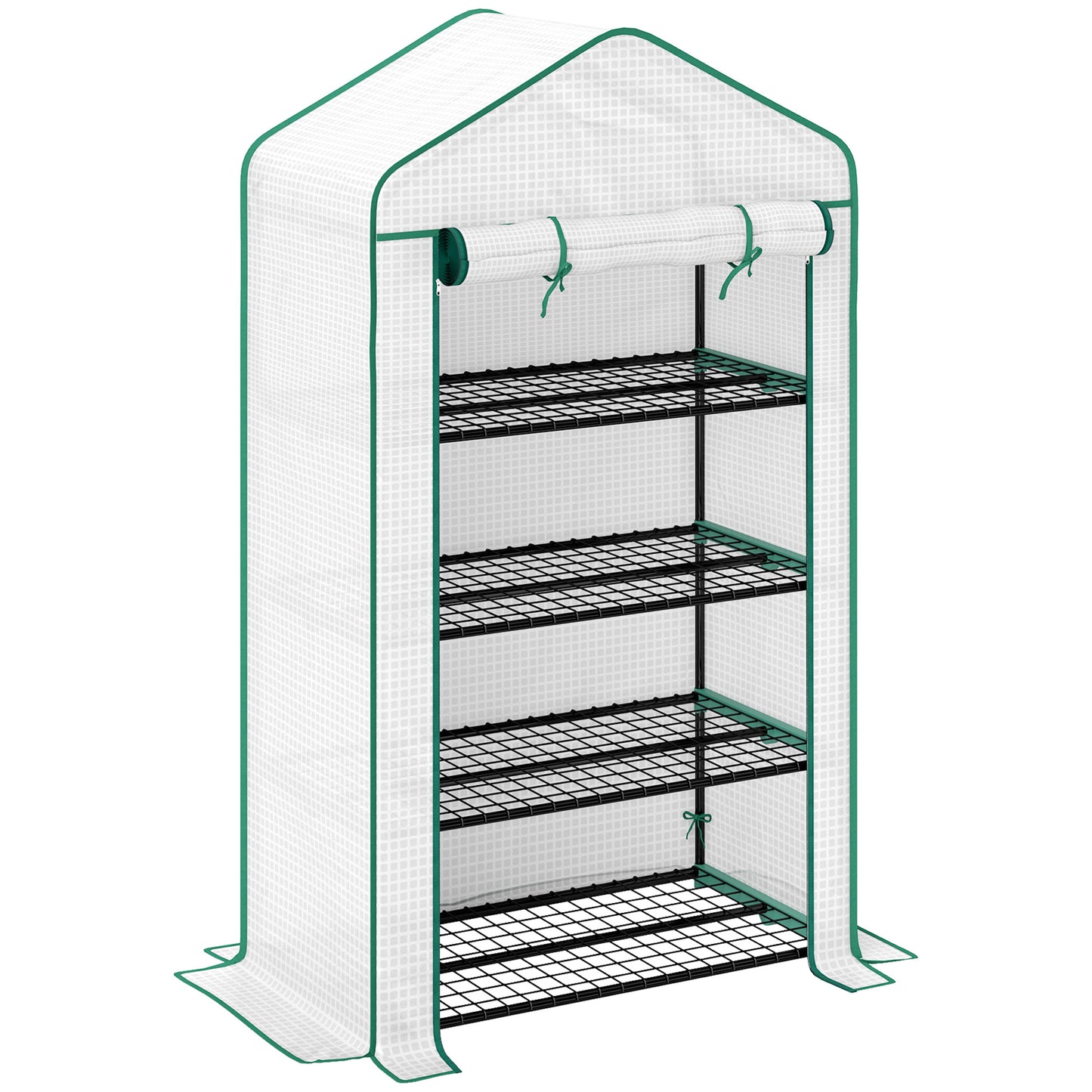 Four-Tier Mini Greenhouse, with Reinforced Plastic Cover