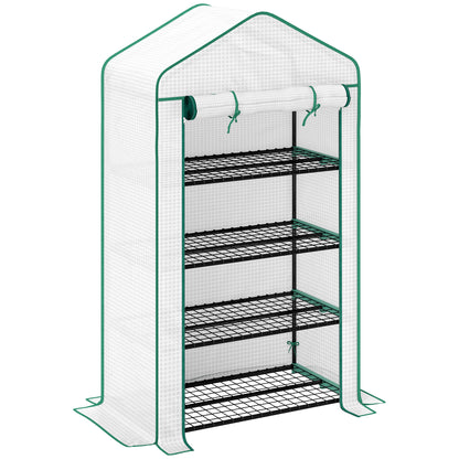 Four-Tier Mini Greenhouse, with Reinforced Plastic Cover