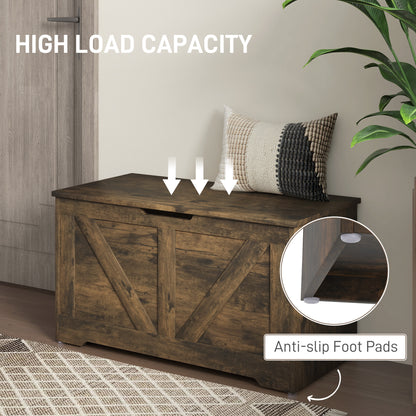 100L Home Storage Box, with Safety Hinge - Rustic Brown