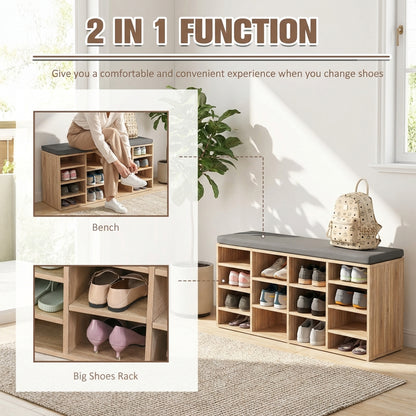 Multi-Storage Shoe Rack w/ 14 Compartments Cushion Moving Shelves Solid Frame Foot Pads Home Office Tidy Organisation Boots T