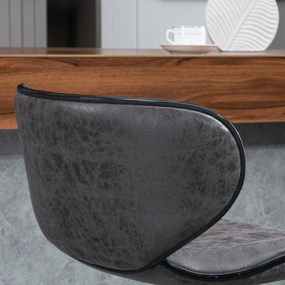 Kitchen Stools Set of 2 61-81cm Sitting Height Leather Upholstered Bar Chairs, Dark Grey