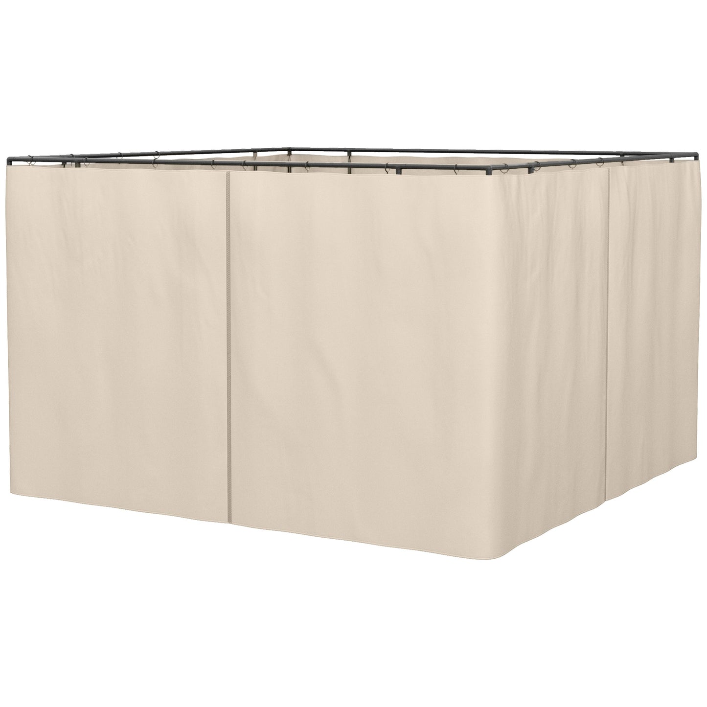 Replacement Gazebo Curtains, 4-Panel Gazebo Side Panels Only, for 3 x 3 (M) Gazebos or Pergolas, Hooks/C-Rings Included