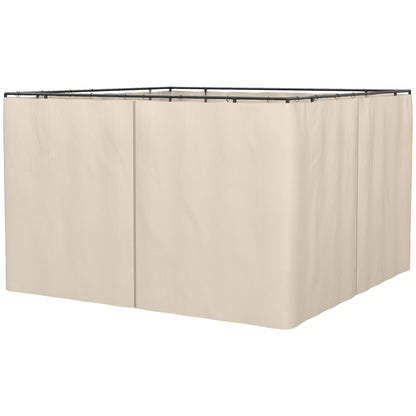 Replacement Gazebo Curtains, 4-Panel Gazebo Side Panels Only, for 3 x 3 (M) Gazebos or Pergolas, Hooks/C-Rings Included