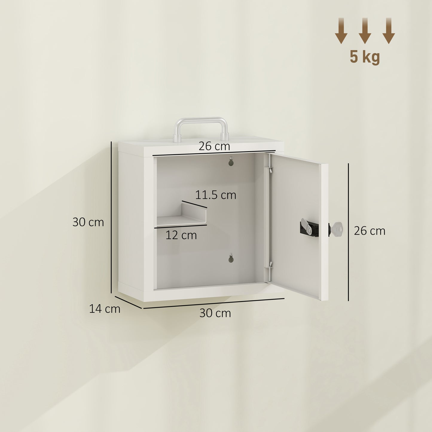 Wall Mount Medicine Cabinet with Combination and Key Lock, 2 Tier Stainless Steel First Aid Cabinet, White