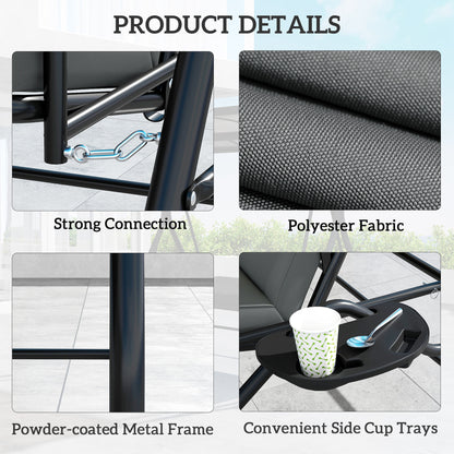 Convertible Three-Seater Swing Bench Bed - Dark Grey