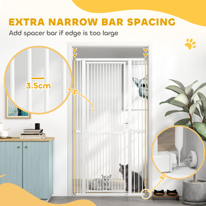 180cm Extra Tall Pet Gate with 3.5 cm Narrow Gap, Pressure Mounted No Drilling Cat Gate for Doorways, 77-104cm Width