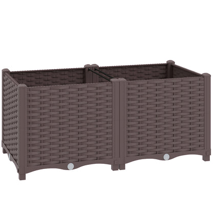 Plastic Raised Garden Bed with Legs, Self Watering Elevated Planter Boxes with Drainage Holes and Plugs