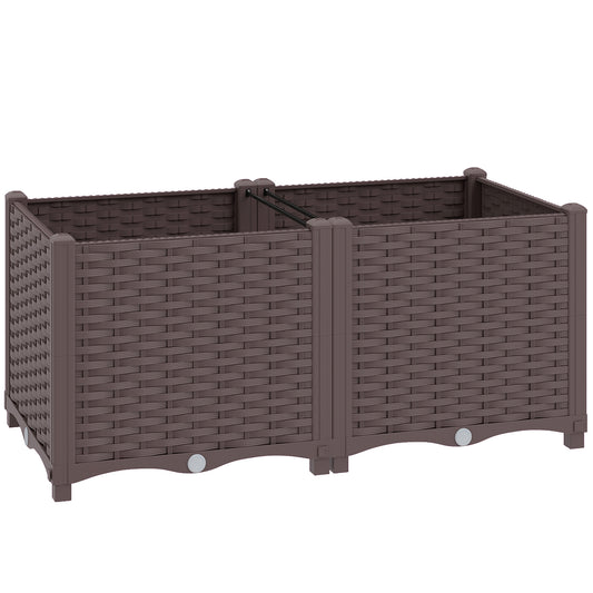 Plastic Raised Garden Bed with Legs, Self Watering Elevated Planter Boxes with Drainage Holes and Plugs