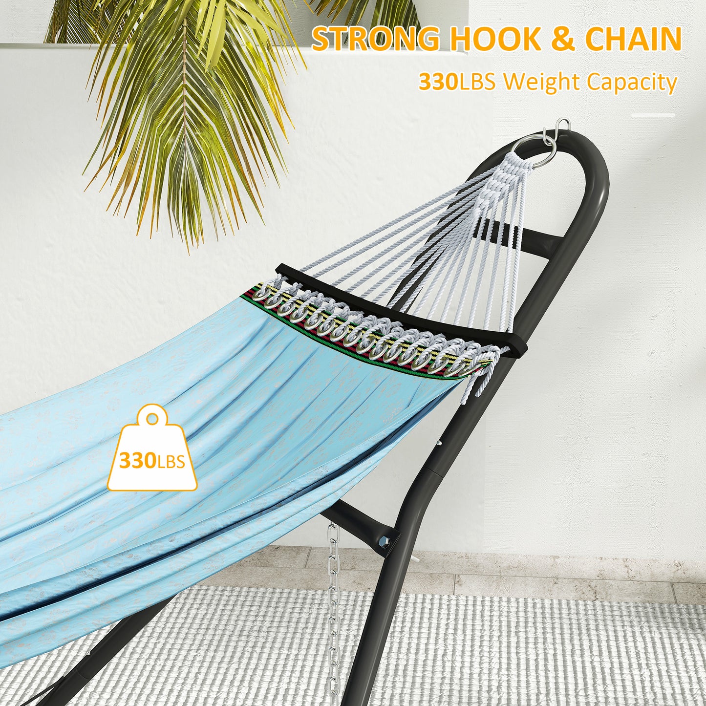 9ft Hammock Stand Adjustable Hammock Frame with Non-Slip Feet for Indoor Outdoor, 150 kg Capacity, Black